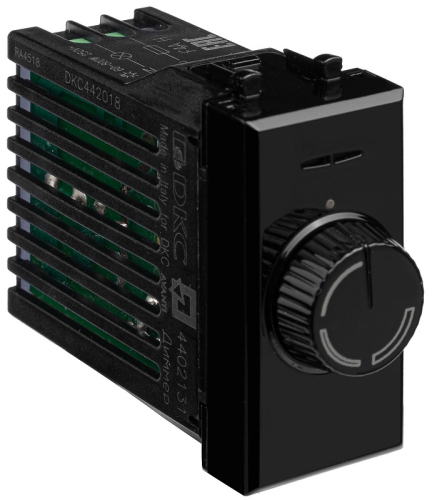 Светорегулятор поворотно-нажимной модульный DKC Avanti 1-м. 1 мод. 60–800Вт черный квадрат картинка
