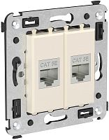 Розетка компьютерная экранированная без рамки DKC Avanti 2-м. RJ45+RJ45 5е ванильная дымка