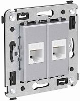 Розетка компьютерная без рамки DKC Avanti 2-м. RJ45+RJ45 6е закаленная сталь