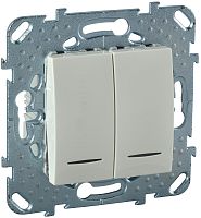 Выключатель с подсветкой без рамки Schneider Electric Unica 2-кл. бежевый 