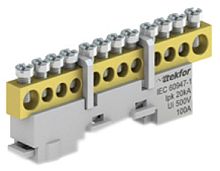 Шина неизолированная Tekfor L "фаза" KSN-7-6x9-16 16 групп серый
