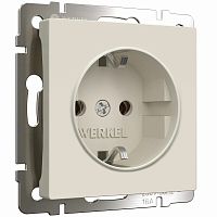 Розетка с заземлением без рамки Werkel 1-м. шторки айвори матовый
