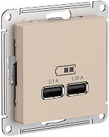 Розетка USB тип A+A без рамки Systeme Electric AtlasDesign 2-м. 2100мА песочный