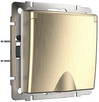 Розетка с заземлением без рамки Werkel 1-м. крышка шторки IP44 шампань рифленый