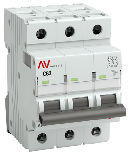 Выключатель автоматический EKF Averes AV-6 3п 63А C 6кА