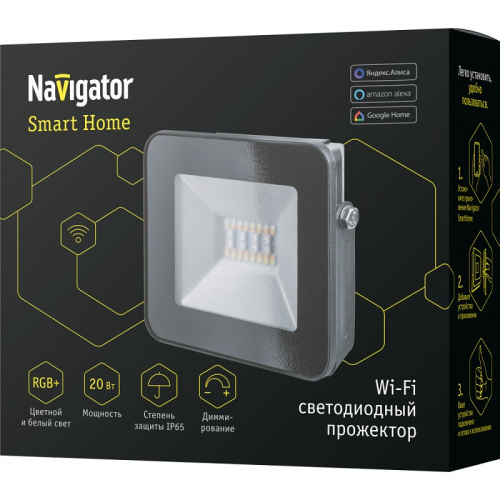 Умный прожектор светодиодный Navigator Smart Home NFL-20-RGBWWW-BL-WIFI-IP65-LED 20Вт IP65 Navigator — купить по цене от 2&nbsp;300 ₽ | ПрофБезопасность
