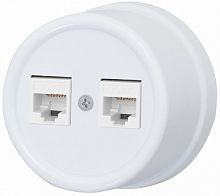 Розетка-ретро компьютерная пластик Bironi Лизетта 2-м. RJ45+RJ45 5е белый