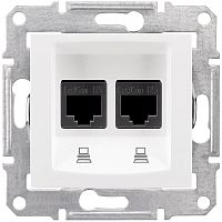 Розетка компьютерная без рамки Schneider Electric Sedna 2-м. RJ45+RJ45 5e белый