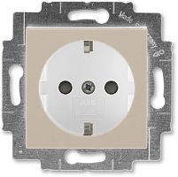 Розетка с заземлением без рамки ABB EPJ Levit 1-м. шторки кофе макиато/белый