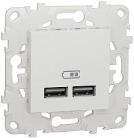 Розетка USB тип A+A без рамки Schneider Electric Unica New 2-м. 2100мА белый картинка