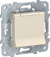 Розетка с заземлением без рамки Schneider Electric Unica New 1-м. крышка шторки IP40 бежевый