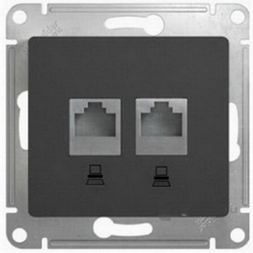Розетка компьютерная без рамки Systeme Electric Glossa 2-м. RJ45+RJ45 5e антрацит  Systeme Electric — купить по цене от 1&nbsp;923 ₽ | ПрофБезопасность