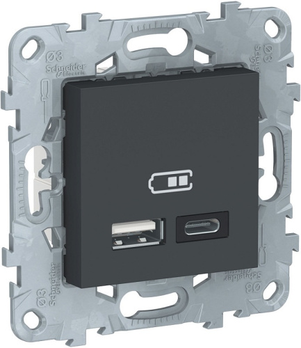 Розетка USB тип A+С без рамки Schneider Electric Unica New 2-м. 2400мА антрацит Schneider Electric — купить по цене от 8&nbsp;619 ₽ | ПрофБезопасность