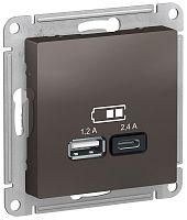 Розетка USB тип A+С без рамки Systeme Electric AtlasDesign 2-м. 2400мА мокко