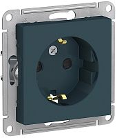 Розетка с заземлением без рамки Systeme Electric AtlasDesign 1-м. шторки изумруд
