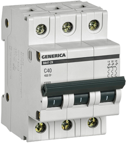 Выключатель автоматический IEK GENERICA ВА47-29 3п 40А C 4,5кА
