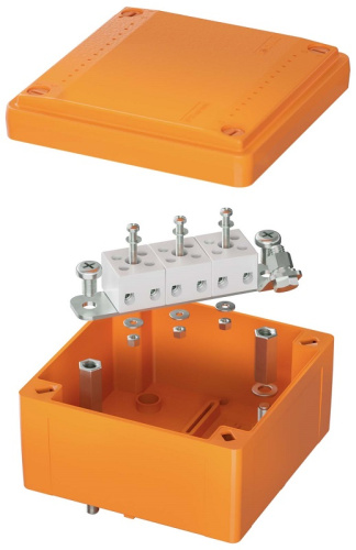 Коробка огнестойкая DKC Vulcan 100x100x50мм 5x6мм без сальников IP56 оранжевый