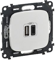 Розетка USB тип A+С без рамки Legrand Valena Allure 2-м. 3000мА жемчуг