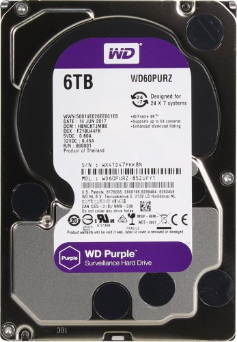 Жесткий диск HDD 6Tb WD Purple WD63PURU, Western Digital, купить, цена, доставка, безопасность Жесткий диск HDD 6Tb WD Purple WD63PURU Western Digital — купить по цене от 24 000 ₽ | ПрофБезопасность