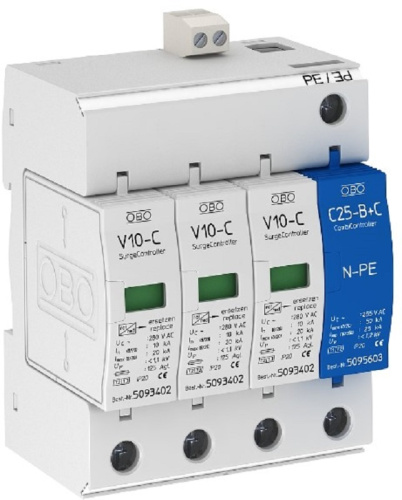 Ограничитель импульсных напряжений УЗИП OBO SurgeController 4п L1-L2-L3-N-PE классII+III 10кА с NFC OBO Bettermann — купить по цене от 21&nbsp;900 ₽ | ПрофБезопасность