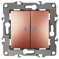 Выключатель с подсветкой без рамки Эра S12 2-кл 10А медь