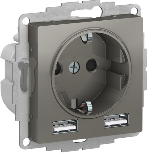 Розетка с заземлением +2xUSB тип A+A без рамки Systeme Electric AtlasDesign 1-м. сталь Systeme Electric — купить по цене от 7&nbsp;923 ₽ | ПрофБезопасность