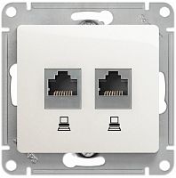 Розетка компьютерная без рамки Systeme Electric Glossa 2-м. RJ45+RJ45 5e перламутр