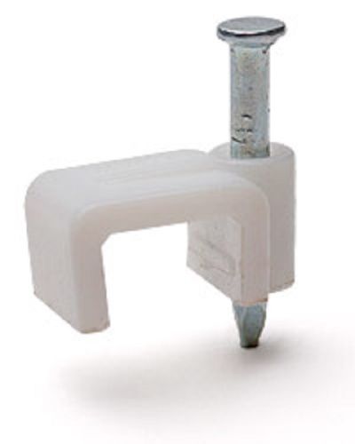 Скоба пластиковая с гвоздем плоская Fortisflex СПП 7 (50шт.) 