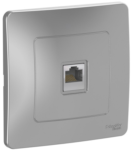 Розетка компьютерная с рамкой Systeme Electric Blanca 1-м. RJ45 5e алюминий