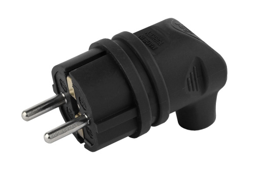 Вилка электрическая с заземлением угловая ЭРА V9-B-IP44 16А IP44 черный
