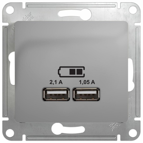 Розетка USB тип A+A без рамки Systeme Electric Glossa 2-м. 2100мА алюминий Systeme Electric — купить по цене от 4&nbsp;247 ₽ | ПрофБезопасность