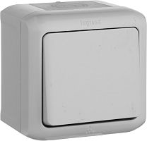 Выключатель накладной Legrand Quteo 1-кл. IP44 серый