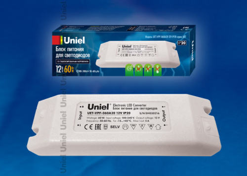Блок питания для светодиодной ленты Uniel 12В UET-VPF-060A20 5А 60Вт IP20 180х52х30мм, Uniel, купить, цена, доставка, безопасность Блок питания для светодиодной ленты Uniel 12В UET-VPF-060A20 5А 60Вт IP20 180х52х30мм Uniel — купить по цене от 1 350 ₽ | ПрофБезопасность