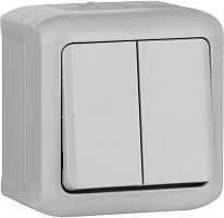 Выключатель накладной Legrand Quteo 2-кл. IP44 серый