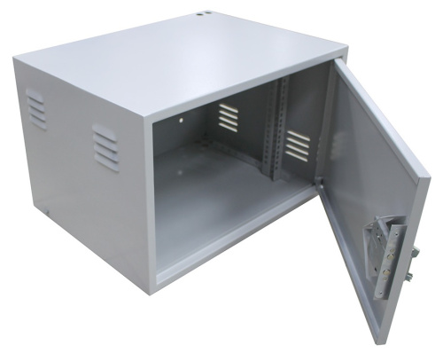 Антивандальный Шкаф 19″ Netko 7U распашного типа (600x450x380) направляющие, замок, серый фото 2