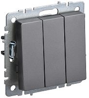 Выключатель без рамки IEK Brite ВС10-3-0-БрС 3-кл. сталь
