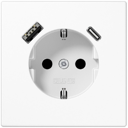 Розетка с заземлением +2хUSB тип A+C без рамки Jung LS990 1-м. белый Jung — купить по цене от 28&nbsp;612 ₽ | ПрофБезопасность