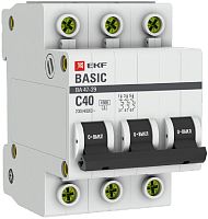 Выключатель автоматический EKF Basic ВА47-29 3п 40А C 4.5кА