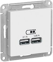 Розетка USB тип A+A без рамки Systeme Electric AtlasDesign 2-м. 2100мА белый