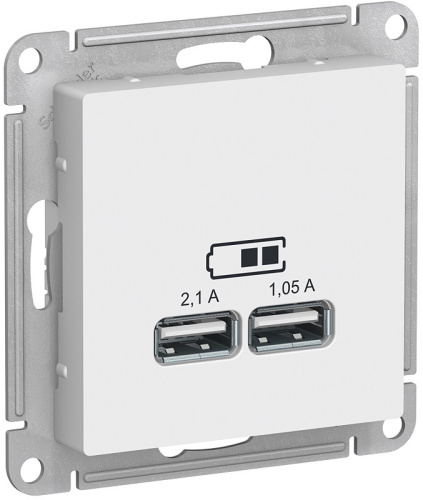 Розетка USB тип A+A без рамки Systeme Electric AtlasDesign 2-м. 2100мА белый