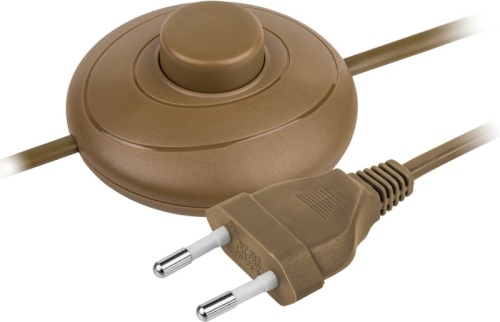 Шнур с электрической вилкой и нажимным выключателем Navigator (ШВВП 2х0.75) 1.7м коричневый картинка