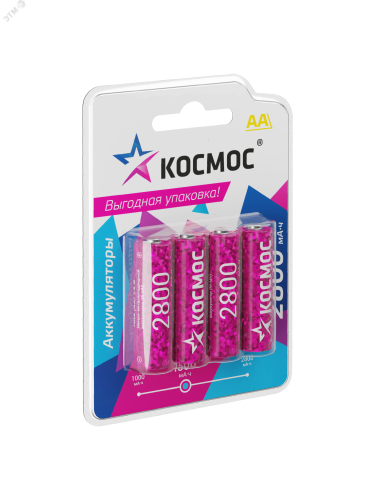 Аккумулятор Космос R6 NI-MN 2800мА.ч BP-4 (блист.4шт) AA, Космос, купить, цена, доставка, безопасность Аккумулятор Космос R6 NI-MN 2800мА.ч BP-4 (блист.4шт) AA Космос — купить по цене от 1 150 ₽ | ПрофБезопасность