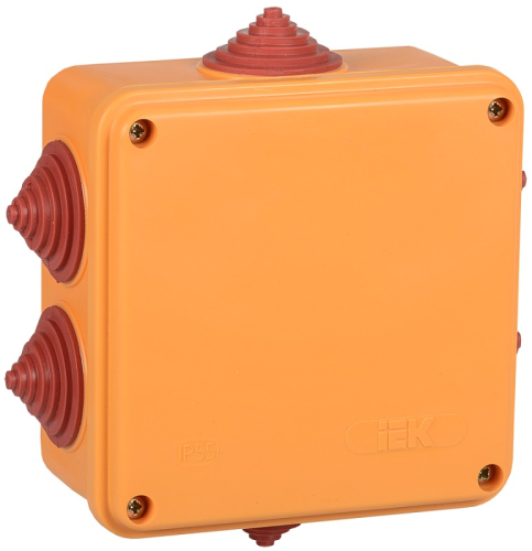 Коробка огнестойкая IEK 100x100x50мм 4x4мм IP55 оранжевый картинка