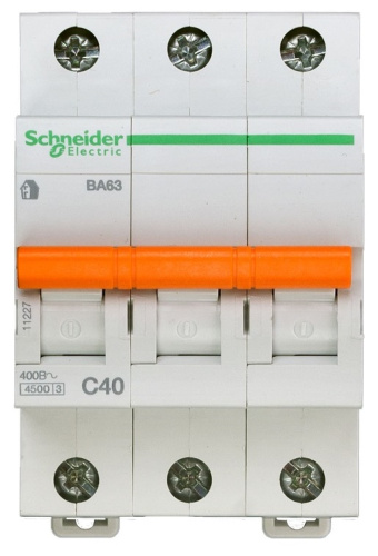 Выключатель автоматический Schneider Electric Домовой 3п C 40А ВА63 4.5кА фото 3