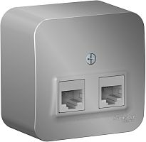 Розетка компьютерная накладная Systeme Electric Blanca 2-м. RJ45+RJ45 5e алюминий