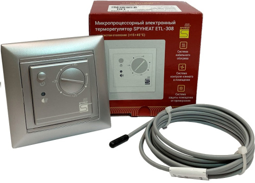 Терморегулятор механический SpyHeat ETL-308SCH 3.6кВт 16А алюминий SpyHeat — купить по цене от 2&nbsp;090 ₽ | ПрофБезопасность