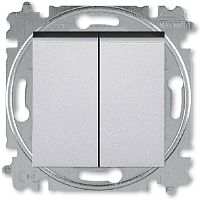 Переключатель без рамки ABB EPJ Levit 2-кл. проходной серебро/дымчатый чёрный