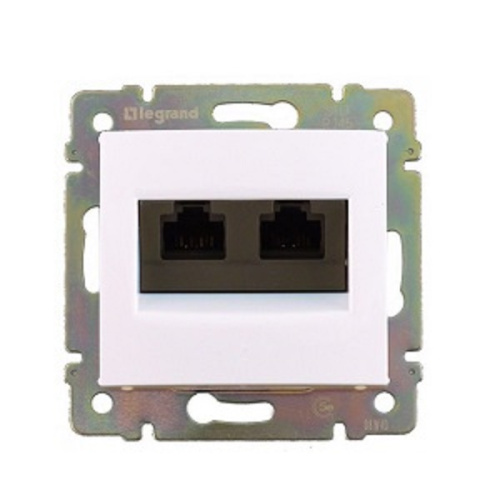 Розетка телефонная+компьютер без рамки Legrand Valena 2-м. RJ11+RJ45 белый фото 2
