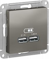 Розетка USB тип A+A без рамки Systeme Electric AtlasDesign 2-м. 2100мА сталь картинка