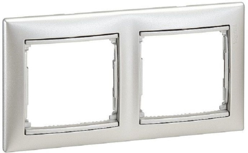 Рамка горизонтальная Legrand Valena 2-м. алюминий